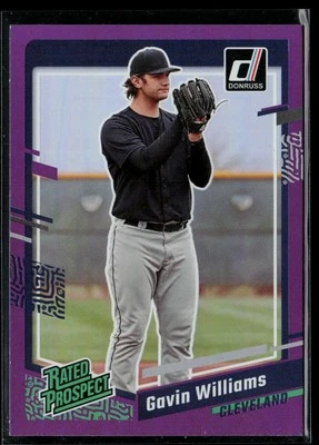 2023 Donruss Holo Purple #32 Gavin Williams RC - Image 1 of 2