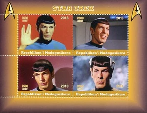 Star Trek Stamps Madagascar 2018 MNH Spock Leonard Nimoy TV Movies Film 4v M/S - Picture 1 of 1