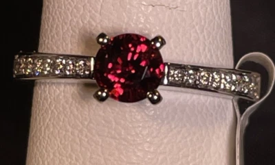 .65 TCW Beautiful Rich Red Spinel Diamond 14k white gold ring Gold Hit $4376 - Image 1 of 4