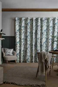 John Lewis isla floral BLUE Blackout/Thermal Lined Eyelet Curtains, W117 D137CM - Picture 1 of 3