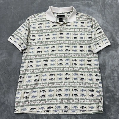 Field & Stream Shirt Mens Large Ivory Fish Short Sleeve Polo Outdoor Work Casual - Image 1 of 4