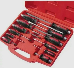 SET CACCIAVITE AD ALTO IMPATTO POZI PIATTO DRIVER MECCANICO GO-THROUGH ASTA ESAGONO 12 PZ. - Foto 1 di 2