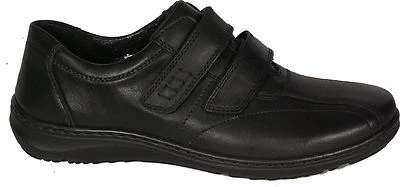 WALDLÄUFER Slipper schwarz Leder Weite H Klettverschluss lose Einlagen ANGEBOT