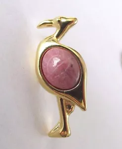 Flamingo Pin with Pink Stone Gold Tone - Bild 1 von 4