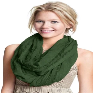 CJ Apparel Verde Oscuro Mobius Bufanda Infinita Segundos Chal Fignood Pashmina **NUEVO** - Imagen 1 de 9