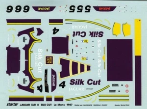 JAGUAR  XJR 8 N° 4/5/6 SILK CUT LE MANS 1987 STARTER DECALS 1/43 - Foto 1 di 1