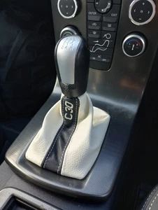 Gear Gaiter with Plastic Frame For Volvo C30 06-13 Cream Leather Stripe Logo - Picture 1 of 6
