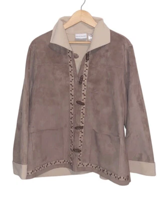 Abrigo Alfred Dunner Mujer Talla 16 Petite Toggle Chaqueta Boho Bordado Floral Foto 1 de 4