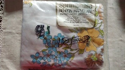 Sábana plana doble vintage sin hierro Springs No-Iron Marvelaire-nueva-full floración Foto 1 de 3