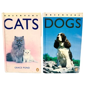 Observers Cats And Dogs Hardcover Book Small x2 Animals Pets Bloomsbury Vintage - Picture 1 of 18