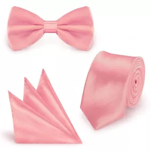 SET Altrosa (9) Krawatte Fliege Einstecktuch Hochzeit Schlips Busniess slim - Bild 1 von 6