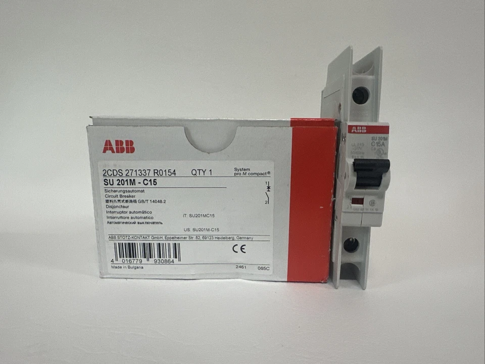 NEW ABB 2CDS 271337 R0154 Circuit Breaker SU 201M-C15 - Image 1 of 1