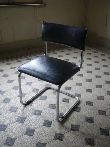 Bauhaus Vintage Mid Century Tubular Chrome Black Chair | Made In Czechoslovakia Cover