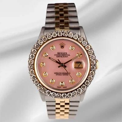 Reloj Rolex Datejust para hombre 36 mm YG y acero ICELADO 2,25 quilates diamantes esfera fregona rosa Foto 1 de 4