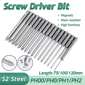 Phillips Screw Driver Bit Quick Release 1/4"Hex Shank Magnetic Tip PH0/PH1/PH2 - Picture 1 of 58
