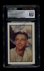1983 CARD COLLECTORS 1953 BOWMAN COLOR REPRINT #120 MARLIN STUART JSA GRADED AUT - Picture 1 of 2