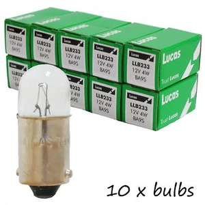 10 Lucas 12V 4W Clear Bayonet Side Lamp Bulb LLB233 GLB233 BA9S Base Genuine - Picture 1 of 3