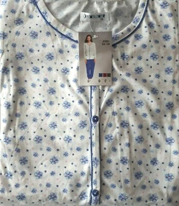 BUONANOTTE PIGIAMA lungo per donna in cotone con apertura sul davanti e fantasia - Foto 1 di 3