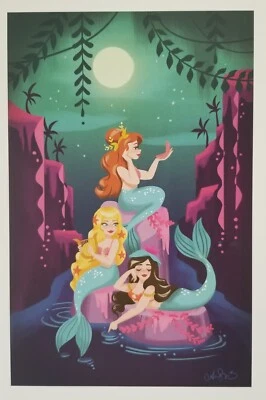 Disney Park 2023 Ann Shen Arte La Sirenita 11 x14 Póster Impresión Envío Nuevo Foto 1 de 4