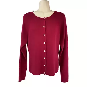Woman Size L Cardigan Dark Red Abalone Shell Buttons by Tailor B.Moss Company - Picture 1 of 9