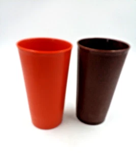 VINTAGE Set Of 2 Tupperware Harvest Fall Colors Stackable Tumblers 12 oz. - Picture 1 of 3