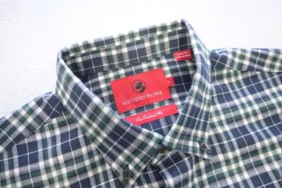 Southern Proper Dress Shirt Plaid Long Sleeve Tailored Fit Mens Size Large - Image 1 of 4