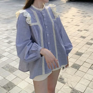 Womens Girls Sweet Tops Loose Blouses School Long Sleeve Fashion Princess Shirts - Picture 1 of 5