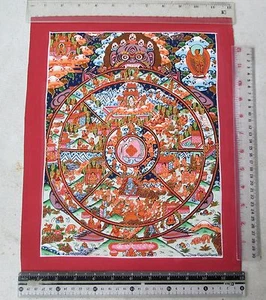 Altes tibetisches tibetisches handbemaltes buddhistisches Thangka Mandala Gemälde Blattgold - Bild 1 von 1