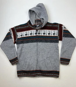 Andino Artesians Unisex Sz L Hooded Sweater Jacket Wool Blend Full Zip Alpacas - Picture 1 of 6
