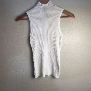 Madewell Womens Tank Ribbed White Knit Sleeveless Mock Neck Sweater Top XS - Picture 1 of 13
