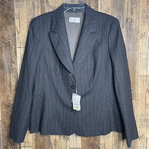 AE ELEGANCE PARIS GRY Suit Lined Blazer Jacket Women Size Large - Picture 1 of 9