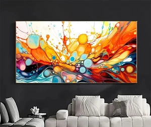 Abstract Fluid Design Unframed Canvas Painting for Living - Picture 1 of 5
