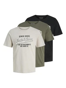 Jack & Jones Mens Multipack T-shirts Short Sleeve Crew Neck T-Shirt, Pack of 3 - Picture 1 of 11