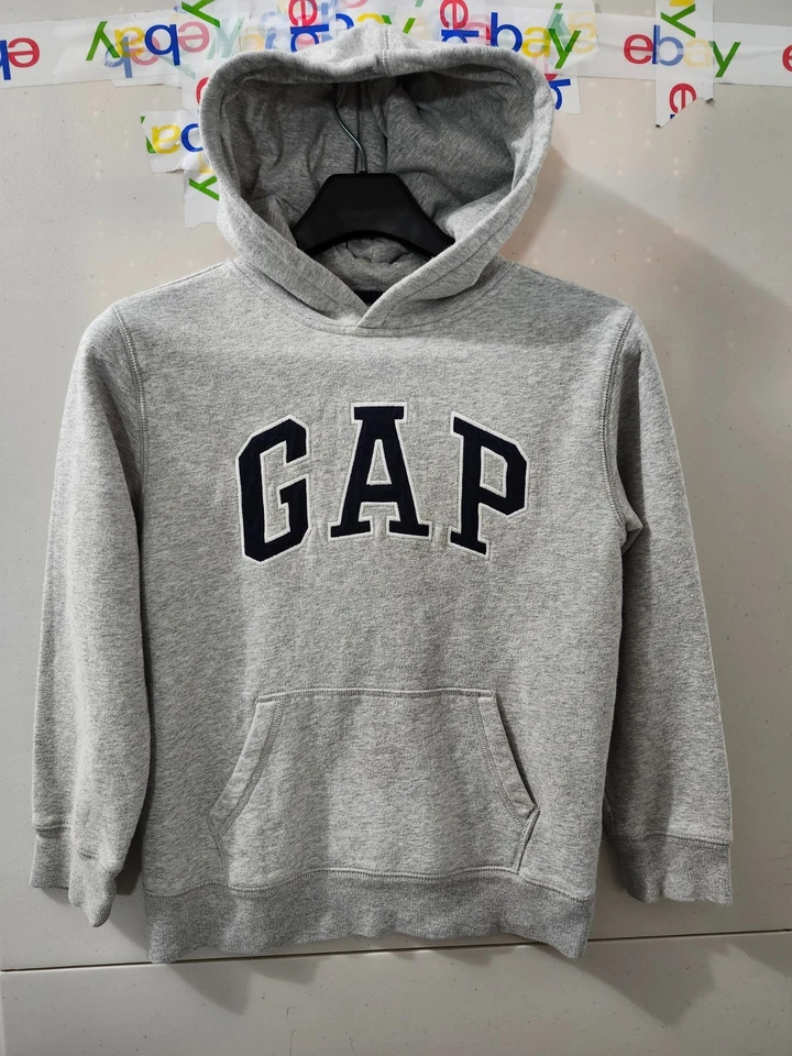 GAP Sudadera Niños Grande Sudadera con Capucha Pullover Logo Hechizo Bordado Brezo Vellón Foto 1 de 4