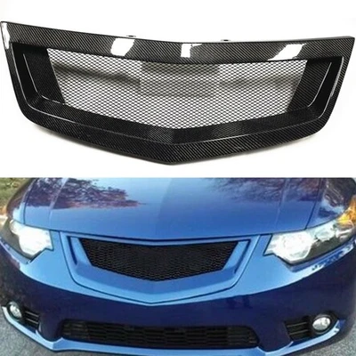 1x Malla de rejilla de parachoques delantero para Acura TSX 2011-2014 2012 fibra de carbono negra Foto 1 de 4