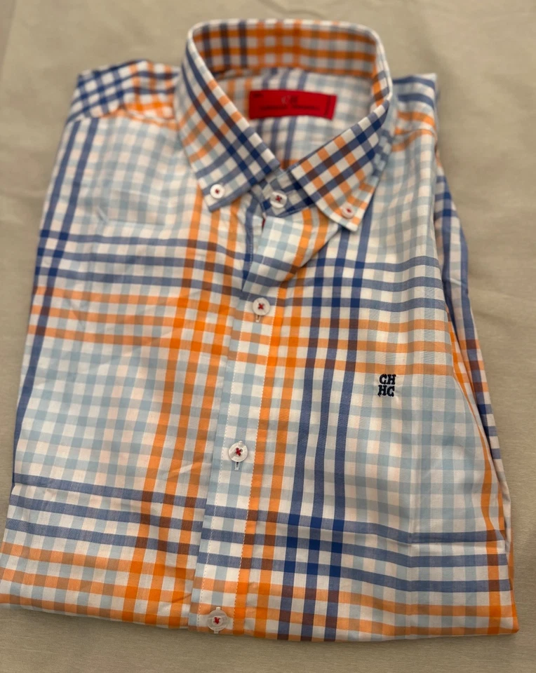 NUEVA CAROLINA HERRERA Camisa Manga Larga Talla 15 1/2 Cuadros Foto 1 de 1