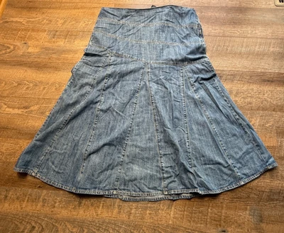 Liz Clairborne Axcess Denim Cotton Maxi Modest Skirt Western NWT Flare Sz 16 - Image 1 of 4