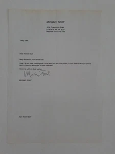 Michael Foot - Old Labour - original Autogramm - ca. Din A4cm - Schriftstück - Bild 1 von 1