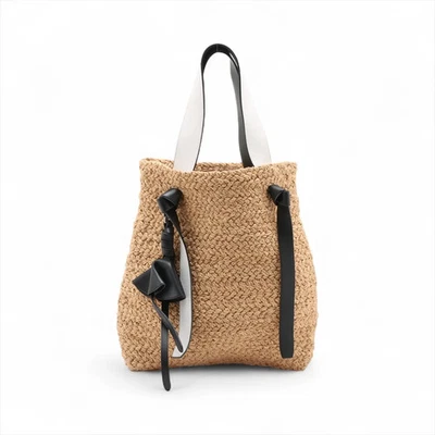 Celine raffia x leather Chain Tote Bag Beige x black x white - Image 1 of 4