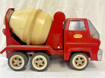 Camión mezclador de cemento rojo Tonka 1964 vintage acero y plástico Foto 1 de 4