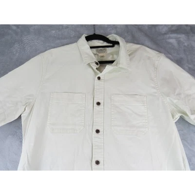 L.L. Рубашка мужская Bean M традиционный крой короткий рукав холщовая универсальная кремовый хлопок - Изображение 1 из 4