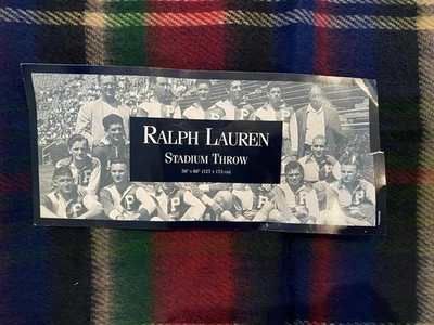 Manta a Cuadros Vintage Ralph Lauren Hecha en EE. UU. Roja Azul Verde Tartán 50x68 Foto 1 de 4