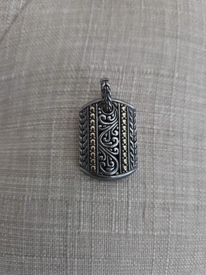 Colgante de filigrana y puntos EFFY en plata de ley y etiqueta de perro de oro de 18 k  Foto 1 de 4