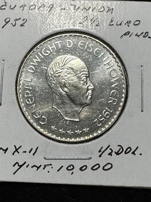 ** EUROPA UNION  1952 , 2-1/2 EURO PINOS SILVER.....10 K. MINTED ** - Image 1 of 2