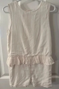 Edgehill Collection Girl’s Size 5 Pink Striped Romper Lined EUC - Picture 1 of 11