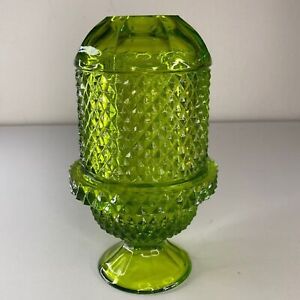 Viking Glass Green Diamond Point Glimmer Fairy Lamp Light Candle Holder