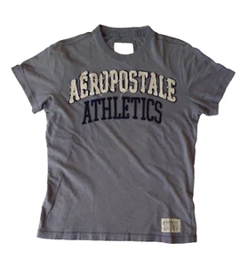 Aeropostale T-Shirt, Größe M, Grunge 3D Buchstaben gesticktes Logo, Farbe grau - Bild 1 von 8