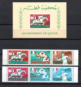 Katar 1966 Satz Olympia Briefmarken (Michel Block 135/40 + Block 7) schön postfrisch - Bild 1 von 1