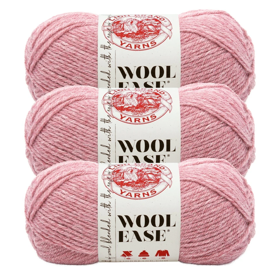 (3 Pack) Lion Brand Yarn 620-140 Wool-Ease Yarn, Rose Heather