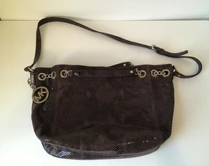 Vintage Michael Kors Dark Purple Ring Python Tote Purple Hobo Bag - Picture 1 of 15